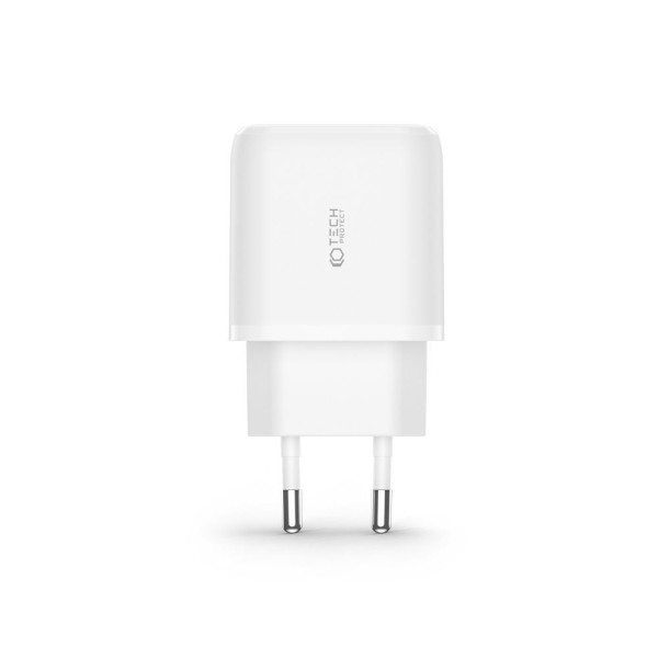 Ładowarka Sieciowa + Kabel Typ-C Tech-Protect C20 W 2 - Porty PD20 W / QC3.0 Biały
