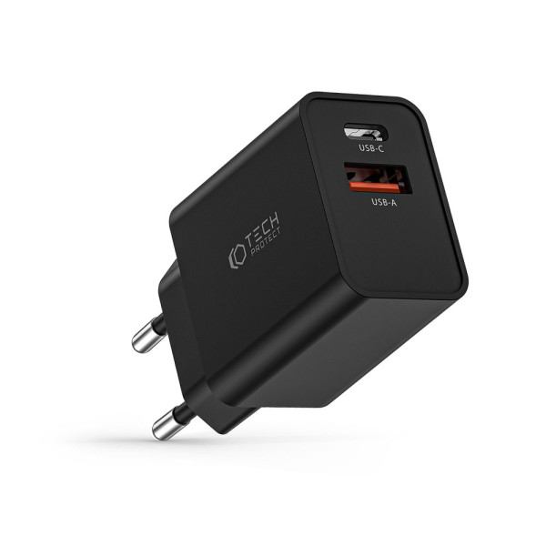 Ładowarka Sieciowa Tech-Protect NC30 W 2 - Porty PD30W / QC3.0 Czarny