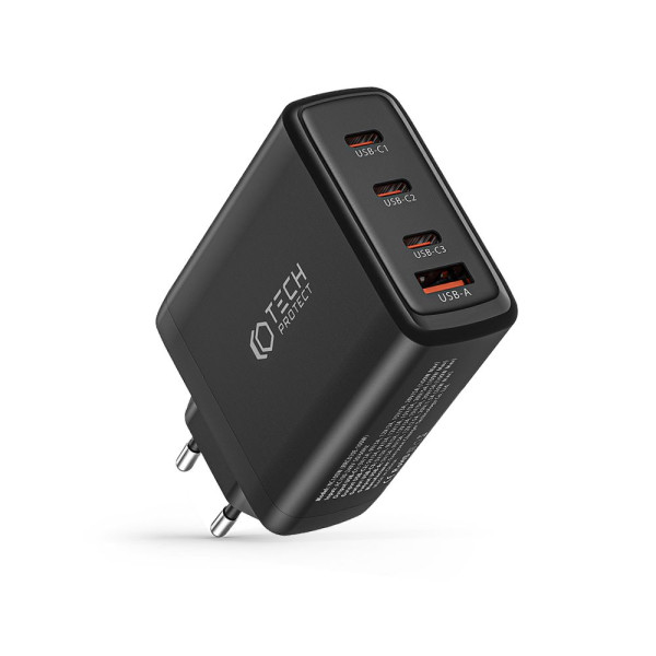 Ładowarka Sieciowa Tech-Protect NC100W-Gan 4 - Porty PD100W / QC3.0 Czarny