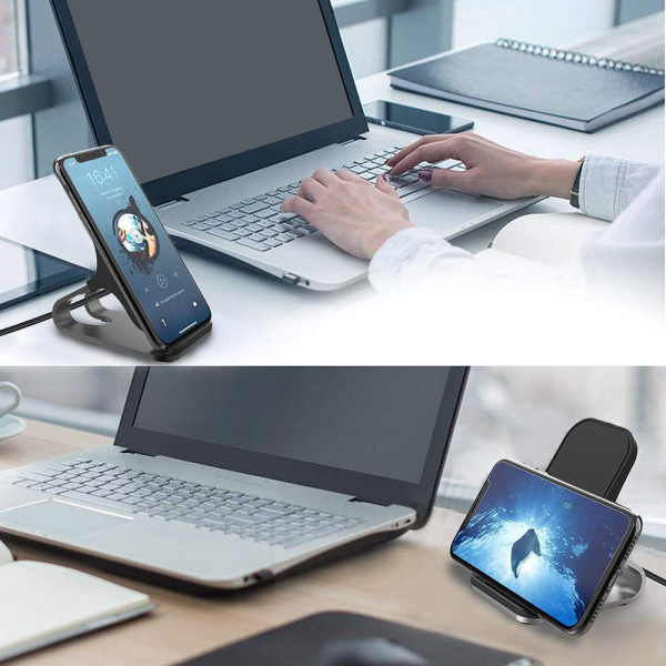 Stojak Z Ładowarką Indukcyjną Tech-Protect QI15 W-S1 Czarny