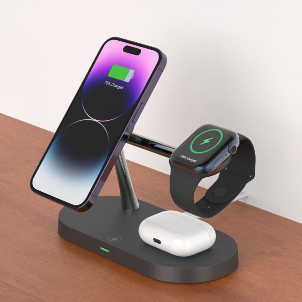 Ładowarka Indukcyjna A12 3w1 MagSafe Tech-Protect Czarny