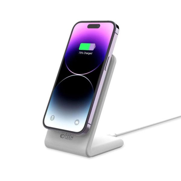 Stojak Z Ładowarką Indukcyjną MagSafe Tech-Protect QI15 W-A23 Biały