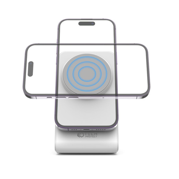 Stojak Z Ładowarką Indukcyjną MagSafe Tech-Protect QI15 W-A23 Biały