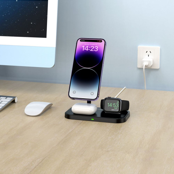 Ładowarka 3w1 MagSafe Tech-Protect QI15 W A22 Czarny
