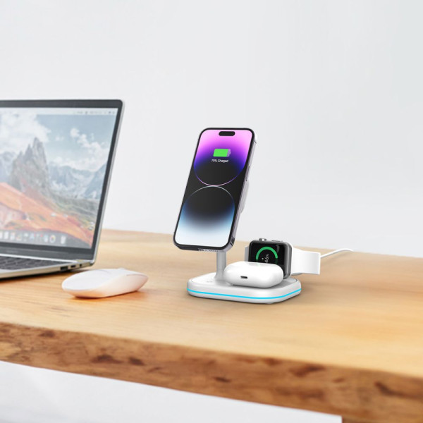 Ładowarka 3w1 MagSafe Tech-Protect QI15 W-A27 Biały