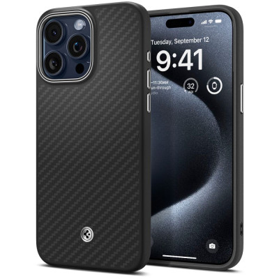 Etui Do iPhone 15 Pro Max Spigen Enzo Aramid Mag MagSafe Czarny Matowy