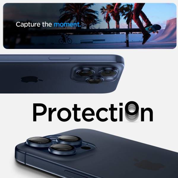2x Osłona Aparatu Spigen Optik.Tr ” Ez Fit ” Camera Protector iPhone 14 Pro / Pro Max / 15 Pro / Pro Max Niebieski