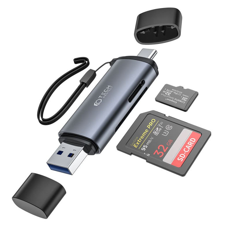 Czytnik Kart Tech-Protect Ultraboost Card Reader SD & Micro SD Szary