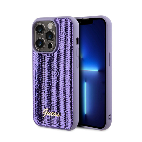 Etui Do iPhone 15 Pro Max Guess Sequin Script Metal Fioletowy