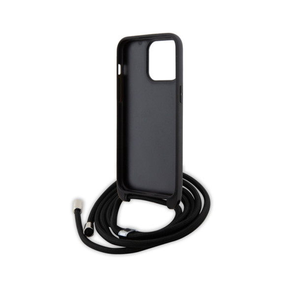 Etui Do iPhone 15 Pro Max Karl Lagerfeld Crossbody Saffiano Metal Pin Karl & Choupette Czarny