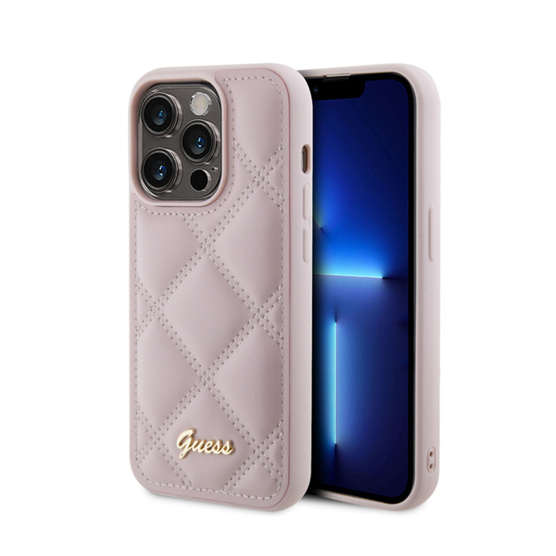 Etui Do iPhone 15 Pro Max Guess Quilted Metal Logo Różowy