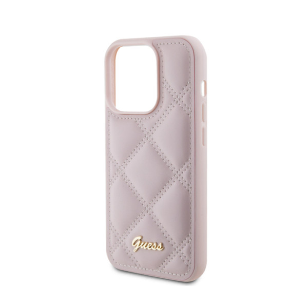 Etui Do iPhone 15 Pro Max Guess Quilted Metal Logo Różowy