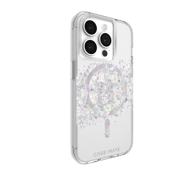 Etui Do iPhone 15 Pro Zdobione Masą Perłową Case-Mate Karat MagSafe Przezroczysty