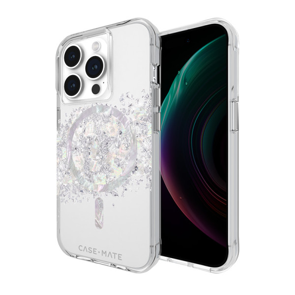 Etui Do iPhone 15 Pro Zdobione Masą Perłową Case-Mate Karat MagSafe Przezroczysty