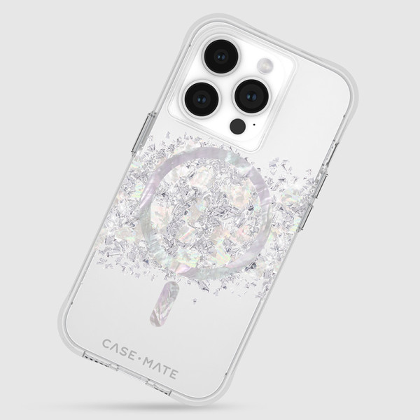 Etui Do iPhone 15 Pro Zdobione Masą Perłową Case-Mate Karat MagSafe Przezroczysty