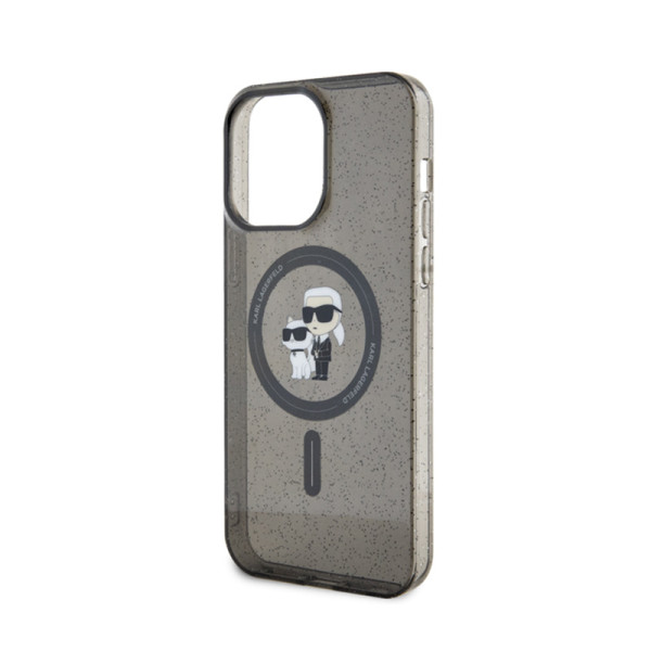 Etui Do iPhone 15 Pro Max Karl Lagerfeld Karl & Choupette Glitter MagSafe Czarny