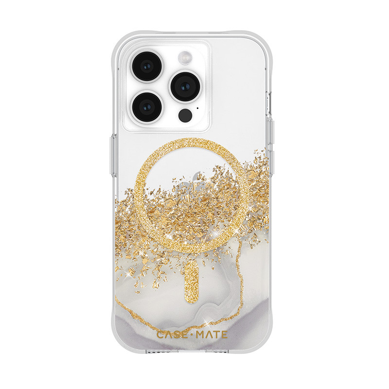 Etui Do iPhone 15 Pro Zdobione Złotem Case-Mate Karat MagSafe Przezrpczysty