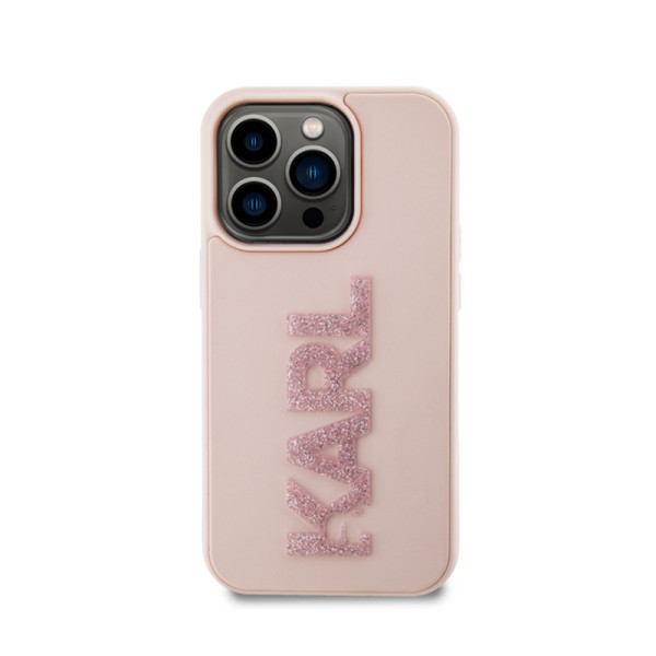 Etui Do iPhone 15 Pro Max Karl Lagerfeld 3D Rubber Glitter Logo Różowy
