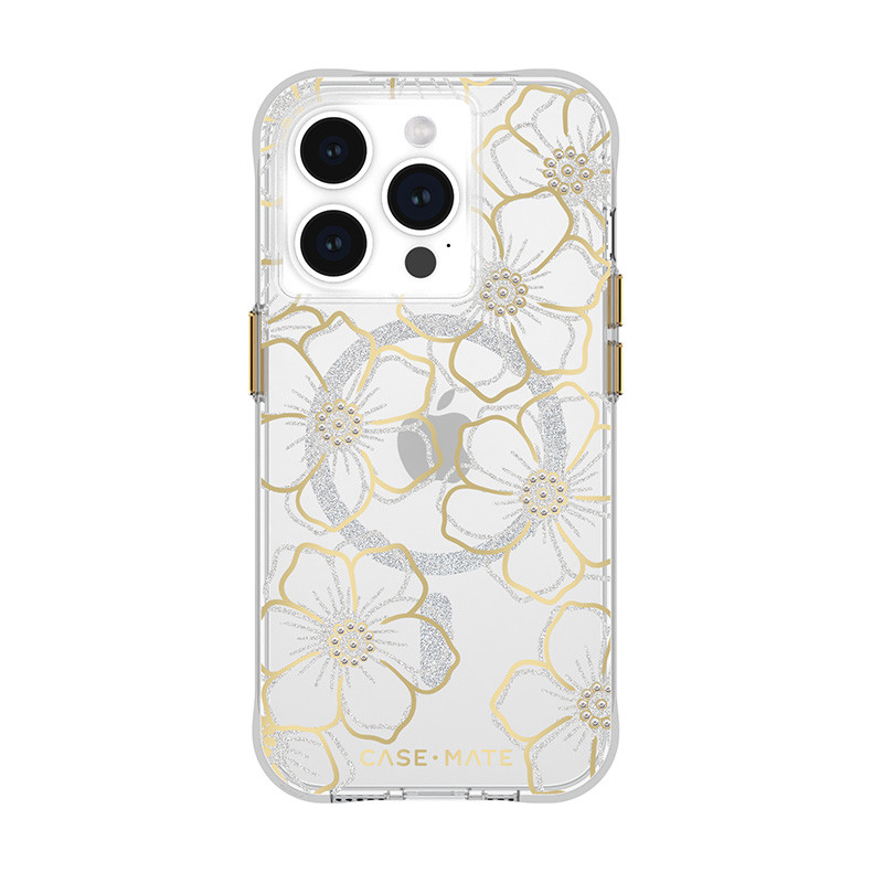 Etui Do iPhone 15 Pro Case-Mate Floral Gems MagSafe Złoty