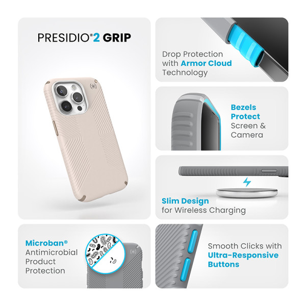 Etui Do iPhone 15 Pro Speck Presidio2 Grip Beżowy