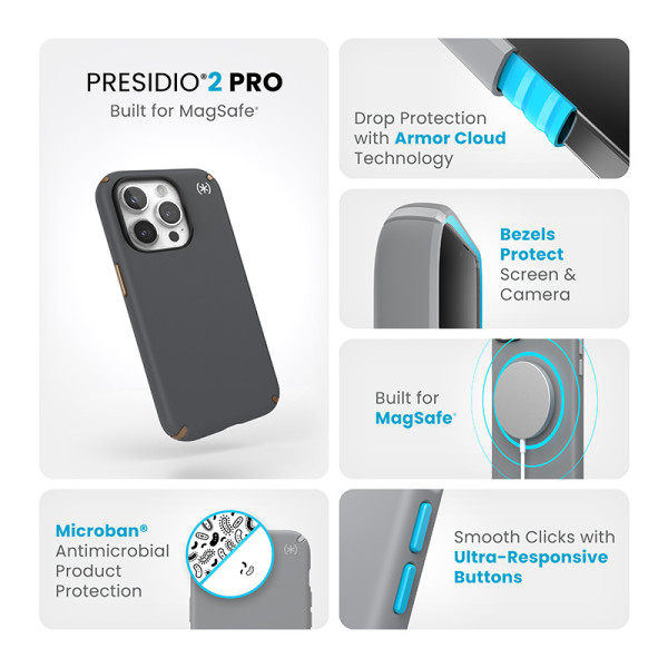Etui Do iPhone 15 Pro Speck Presidio2 Pro MagSafe Szary