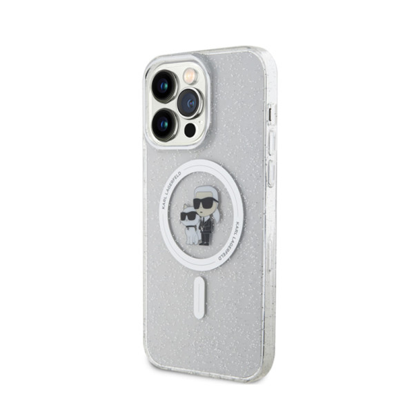 Etui Do iPhone 15 Pro Max Karl Lagerfeld Karl & Choupette Glitter MagSafe Przezroczysty