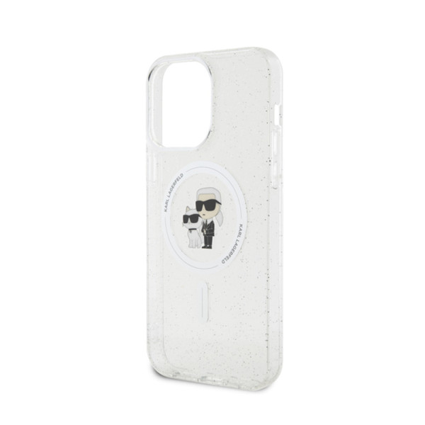 Etui Do iPhone 15 Pro Max Karl Lagerfeld Karl & Choupette Glitter MagSafe Przezroczysty