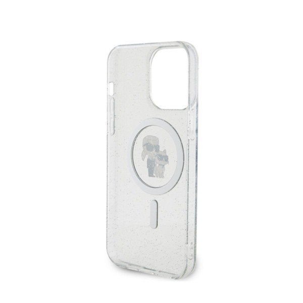 Etui Do iPhone 15 Pro Max Karl Lagerfeld Karl & Choupette Glitter MagSafe Przezroczysty