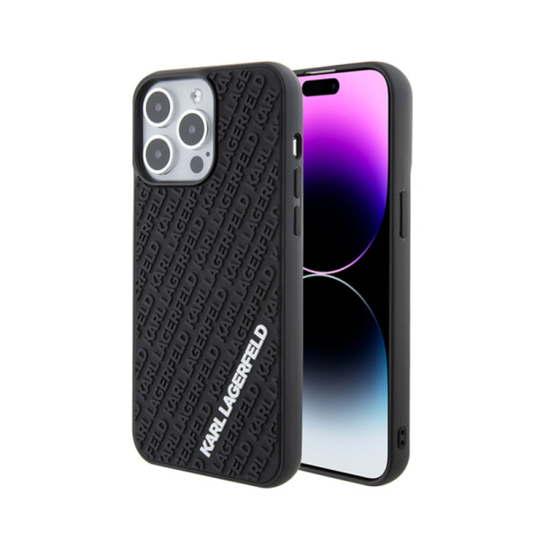 Etui Do iPhone 15 Pro Max Karl Lagerfeld 3D Rubber Multi Logo Czarny