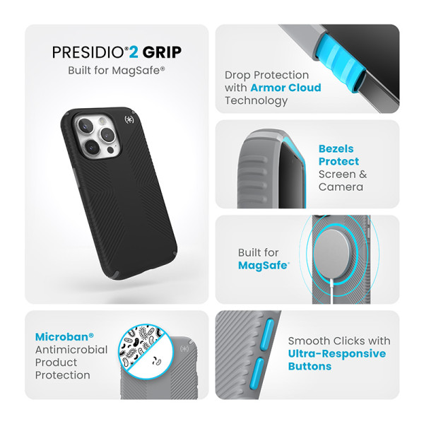 Etui Do iPhone 15 Pro Speck Presidio2 Grip MagSafe Czarny