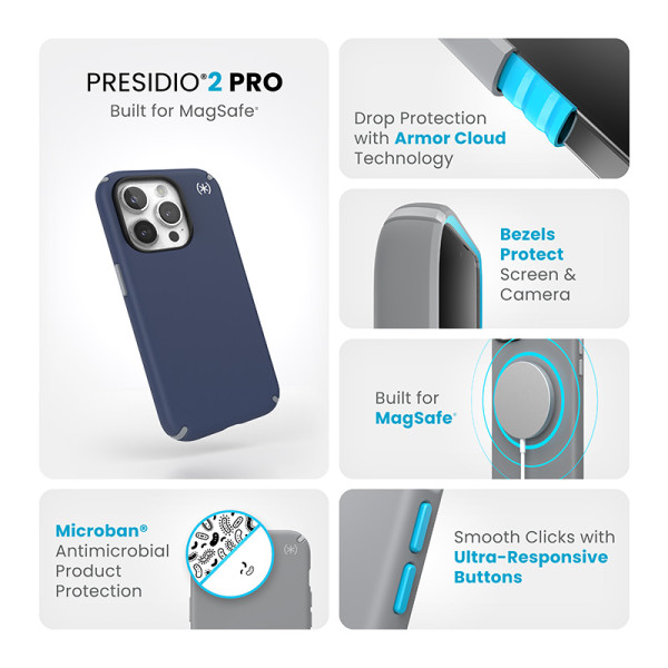 Etui Do iPhone 15 Pro Speck Presidio2 Pro MagSafe Niebieski