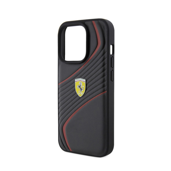 Etui Do iPhone 15 Pro Ferrari Twist Metal Logo Czarny