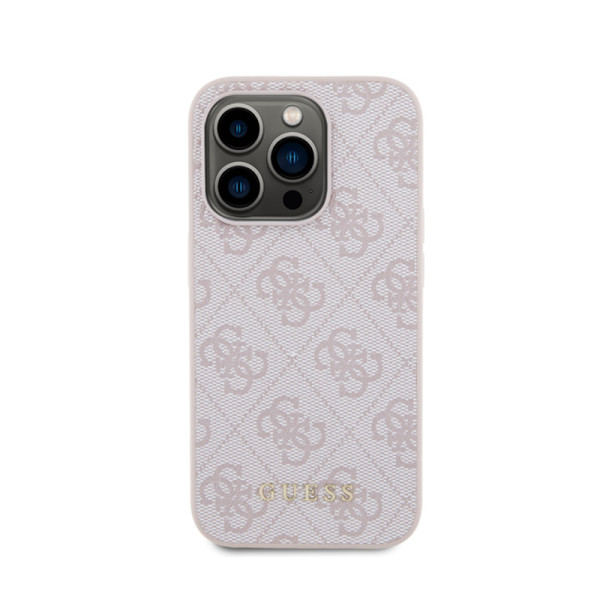 Etui Do iPhone 15 Pro Guess 4G Metal Gold Logo Różowy
