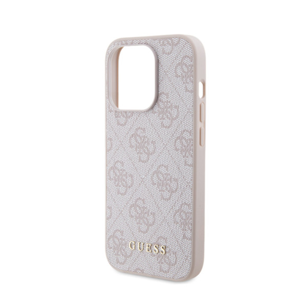 Etui Do iPhone 15 Pro Guess 4G Metal Gold Logo Różowy