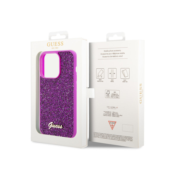 Etui Do iPhone 15 Pro Guess Disco Metal Script Różowy