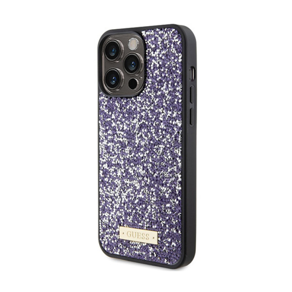 Etui Do iPhone 15 Pro Guess Rhinestone Metal Logo Różowy