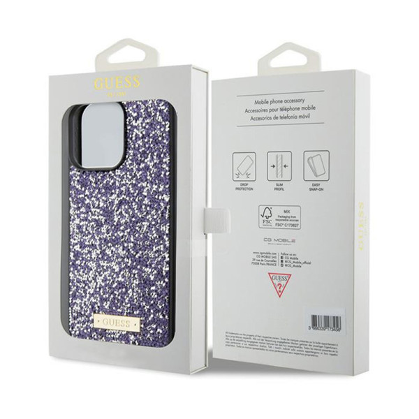Etui Do iPhone 15 Pro Guess Rhinestone Metal Logo Różowy