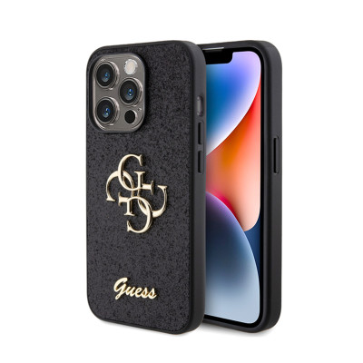 Etui Do iPhone 15 Pro Guess Glitter Script Big 4G Czarny
