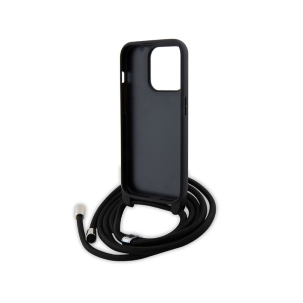 Etui Do iPhone 15 Pro Karl Lagerfeld Crossbody Saffiano Metal Pin Karl & Choupette Czarny
