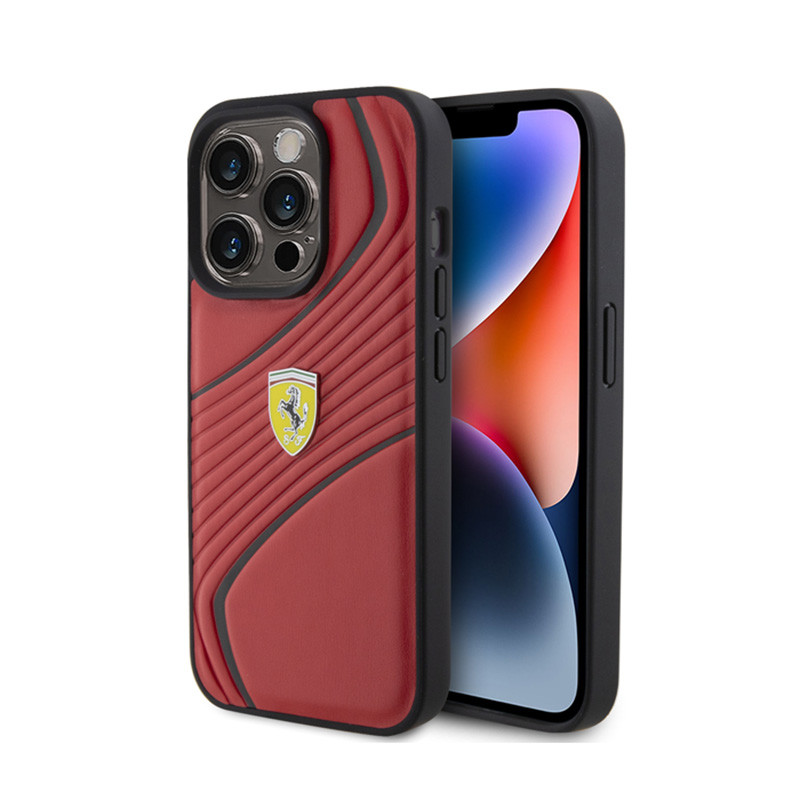 Etui Do iPhone 15 Pro Ferrari Twist Metal Logo Czerwony