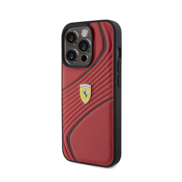 Etui Do iPhone 15 Pro Ferrari Twist Metal Logo Czerwony