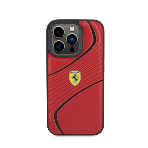 Etui Do iPhone 15 Pro Ferrari Twist Metal Logo Czerwony