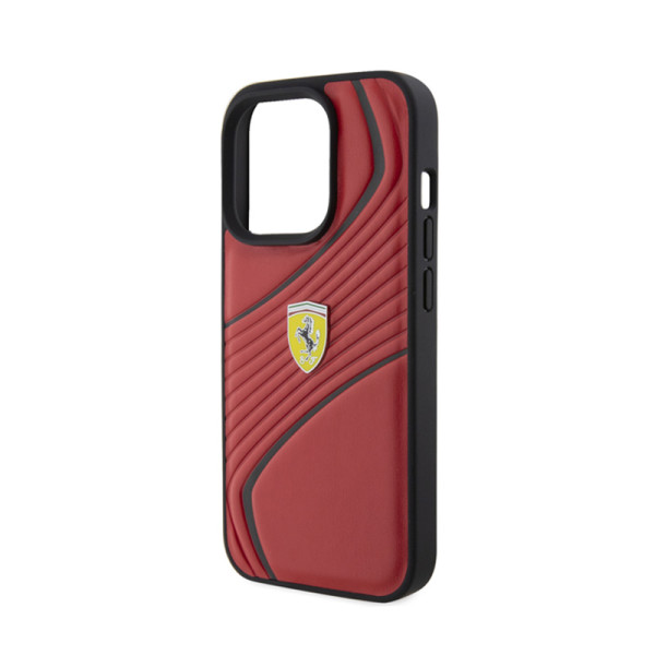 Etui Do iPhone 15 Pro Ferrari Twist Metal Logo Czerwony