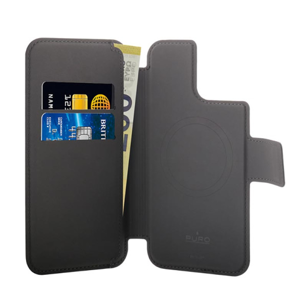 Etui Do iPhone 15 Plus / 14 Plus / 12 Pro Max Puro Folio MagSafe Case Czarny