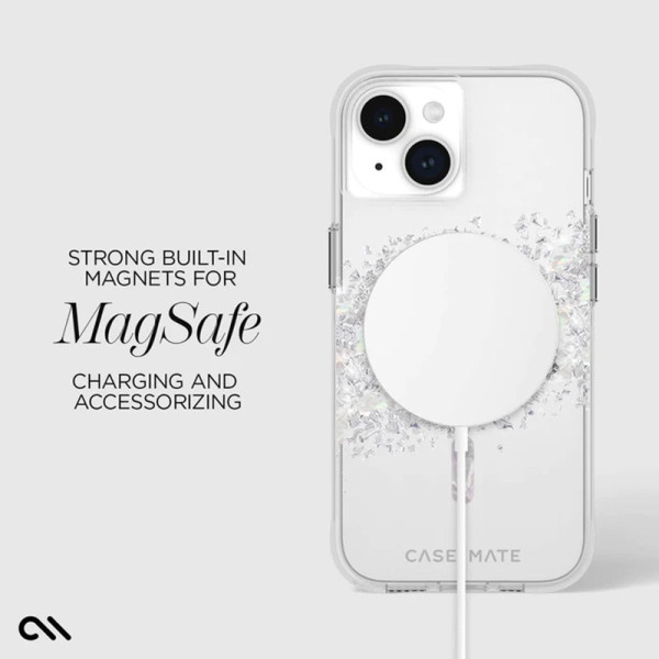Etui Do iPhone 15 Plus Zdobione Masą Perłową Case-Mate Karat MagSafe Przezroczysty