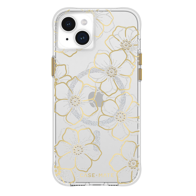 Etui Do iPhone 15 Plus Case-Mate Floral Gems MagSafe Złoty