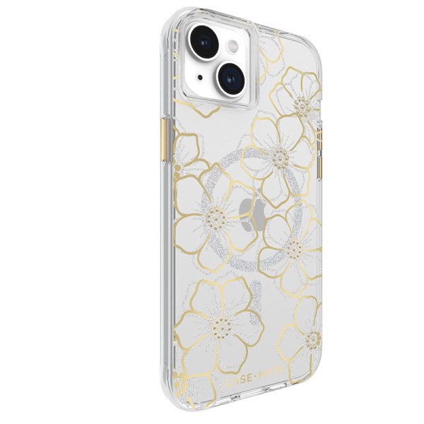 Etui Do iPhone 15 Plus Case-Mate Floral Gems MagSafe Złoty