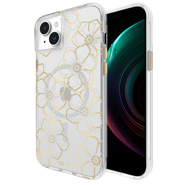 Etui Do iPhone 15 Plus Case-Mate Floral Gems MagSafe Złoty