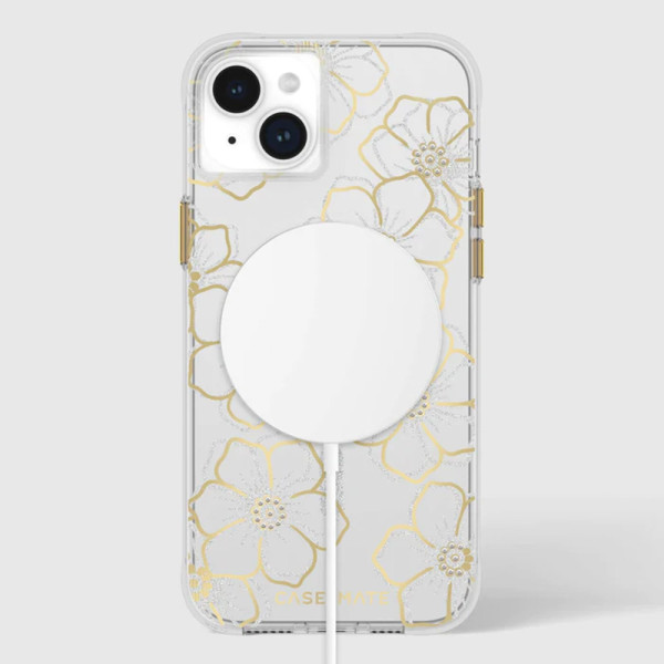 Etui Do iPhone 15 Plus Case-Mate Floral Gems MagSafe Złoty