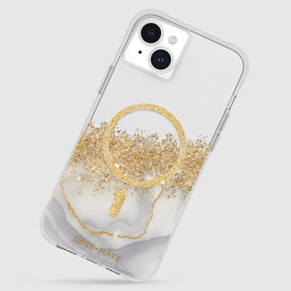 Etui Do iPhone 15 Plus Zdobione Złotem Case-Mate Karat MagSafe Przezrpczysty